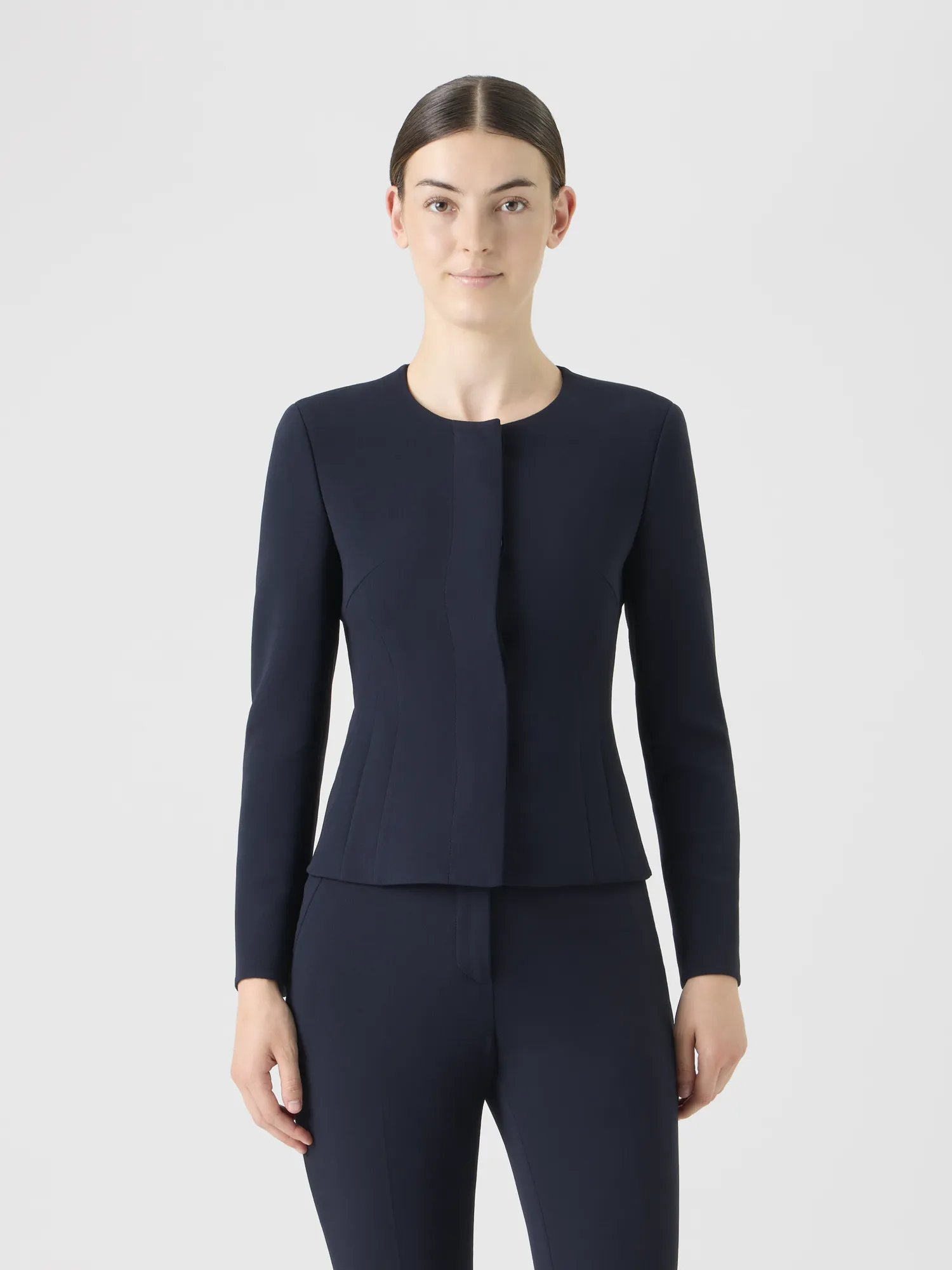 Fitted Wool Bi-Stretch Double-Face Jacket sold by Akris product image thumbnail 2