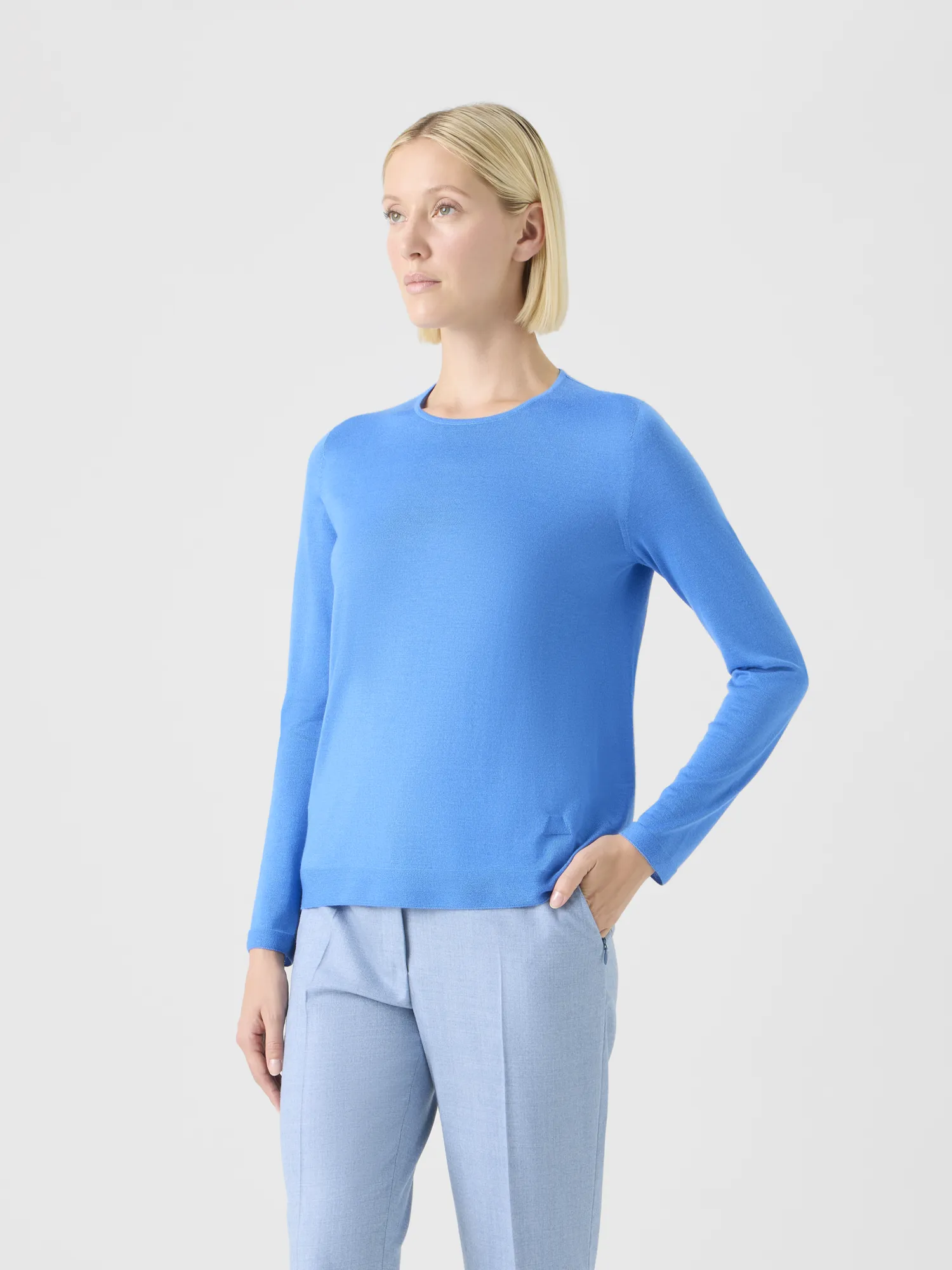 Seamless Crew Neck Sweater in Cashmere Silk sold by Akris product image thumbnail 4