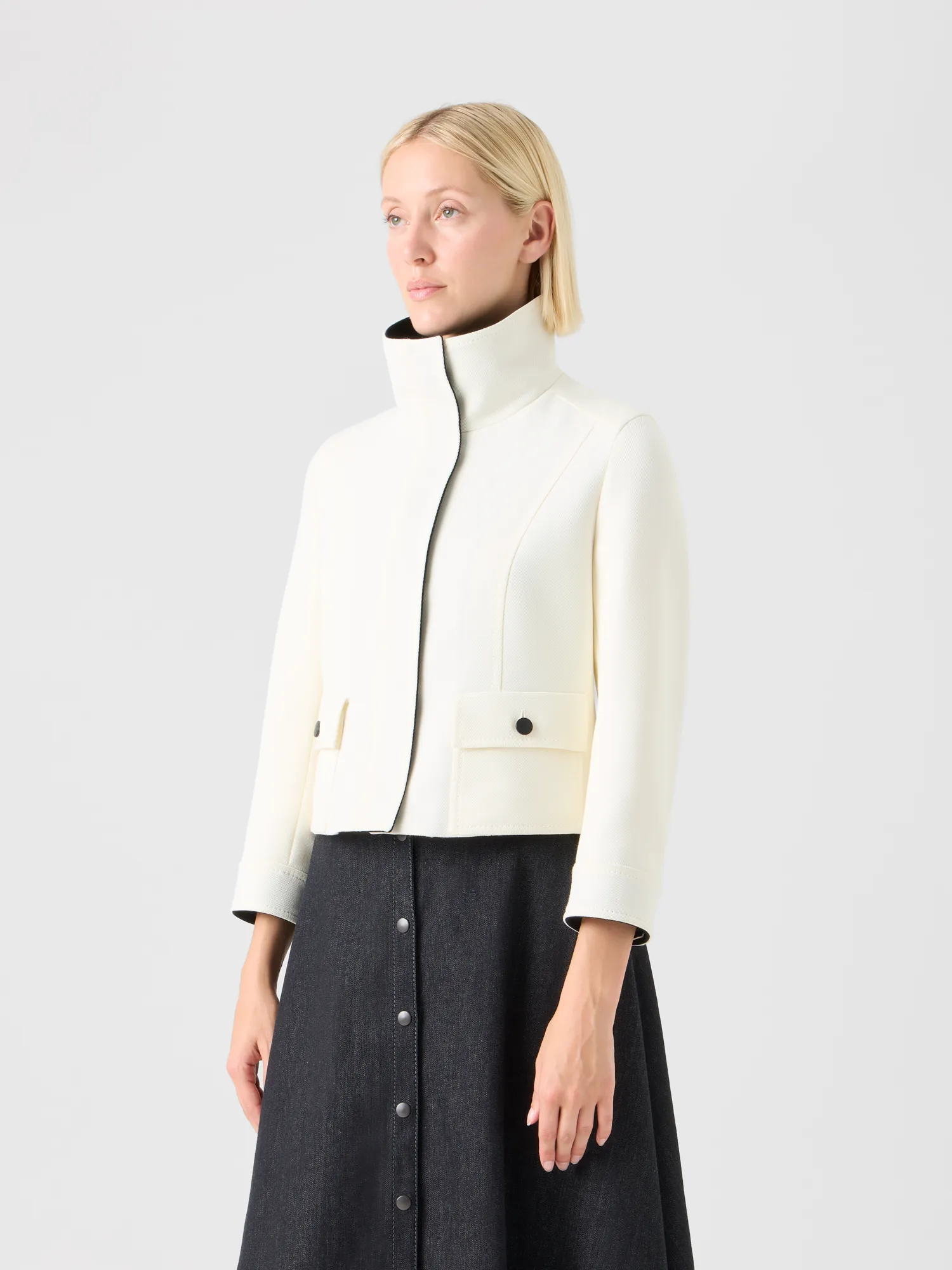 Contrast Wool Tricotine Jacket sold by Akris product image thumbnail 3