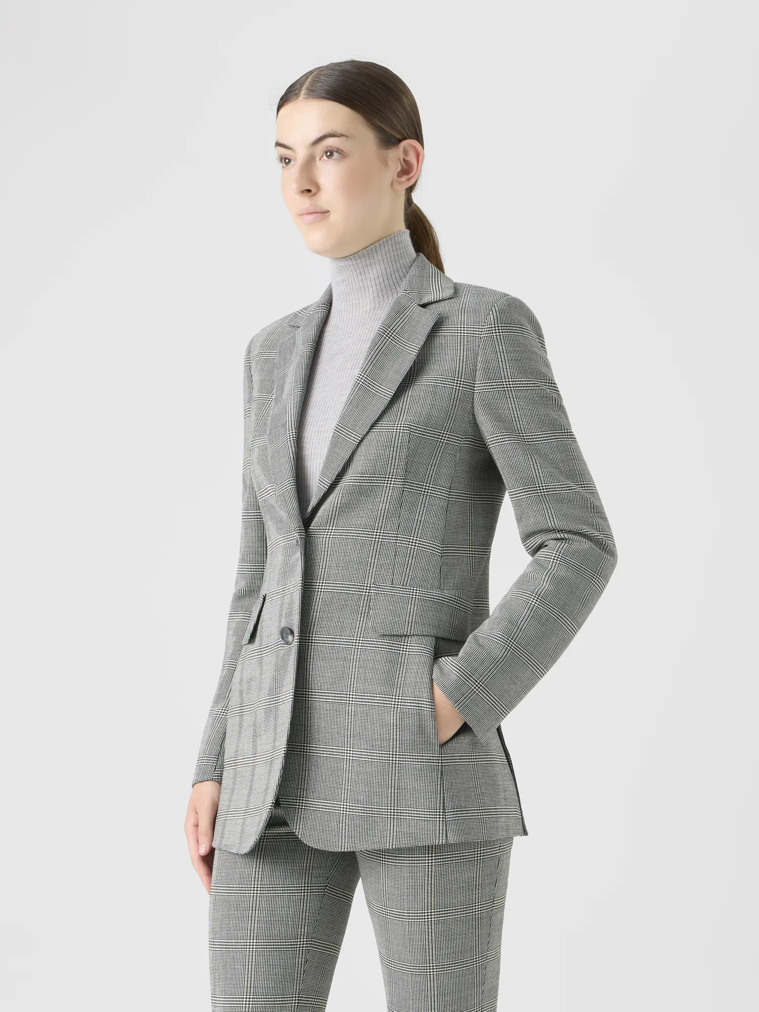 Prince of Wales Check Wool Stretch Double-Face Jacket sold by Akris product image thumbnail 3