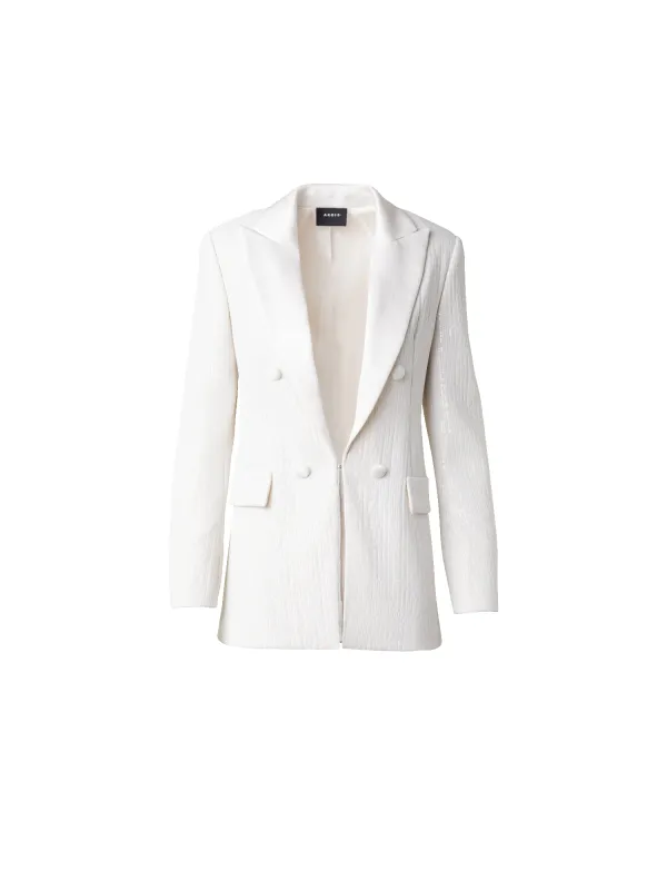 Sequined Tuxedo Jacket with Satin Lapel sold by Akris