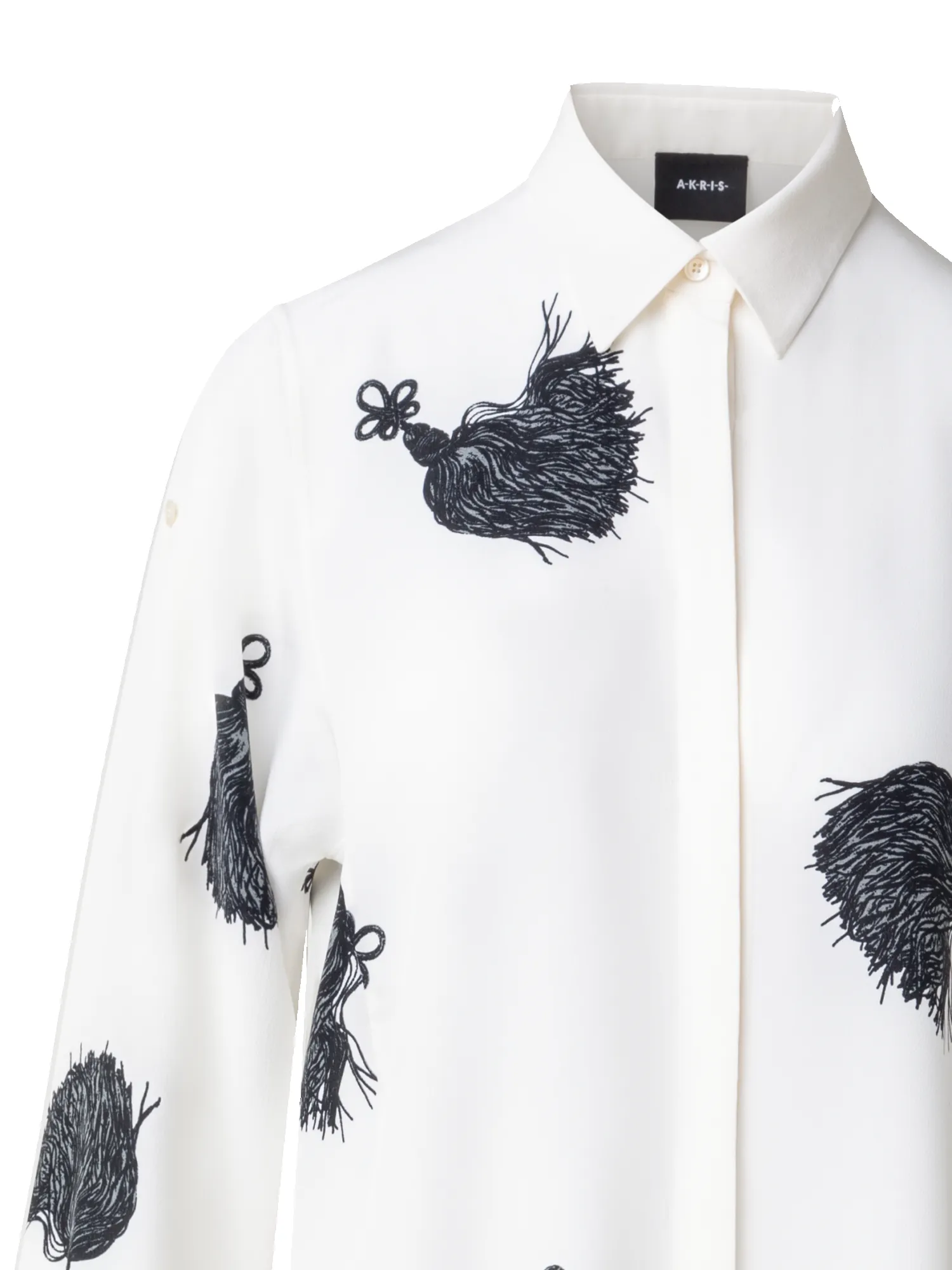 Long Silk Tunic Dress with Tassels Print sold by Akris product image thumbnail 3