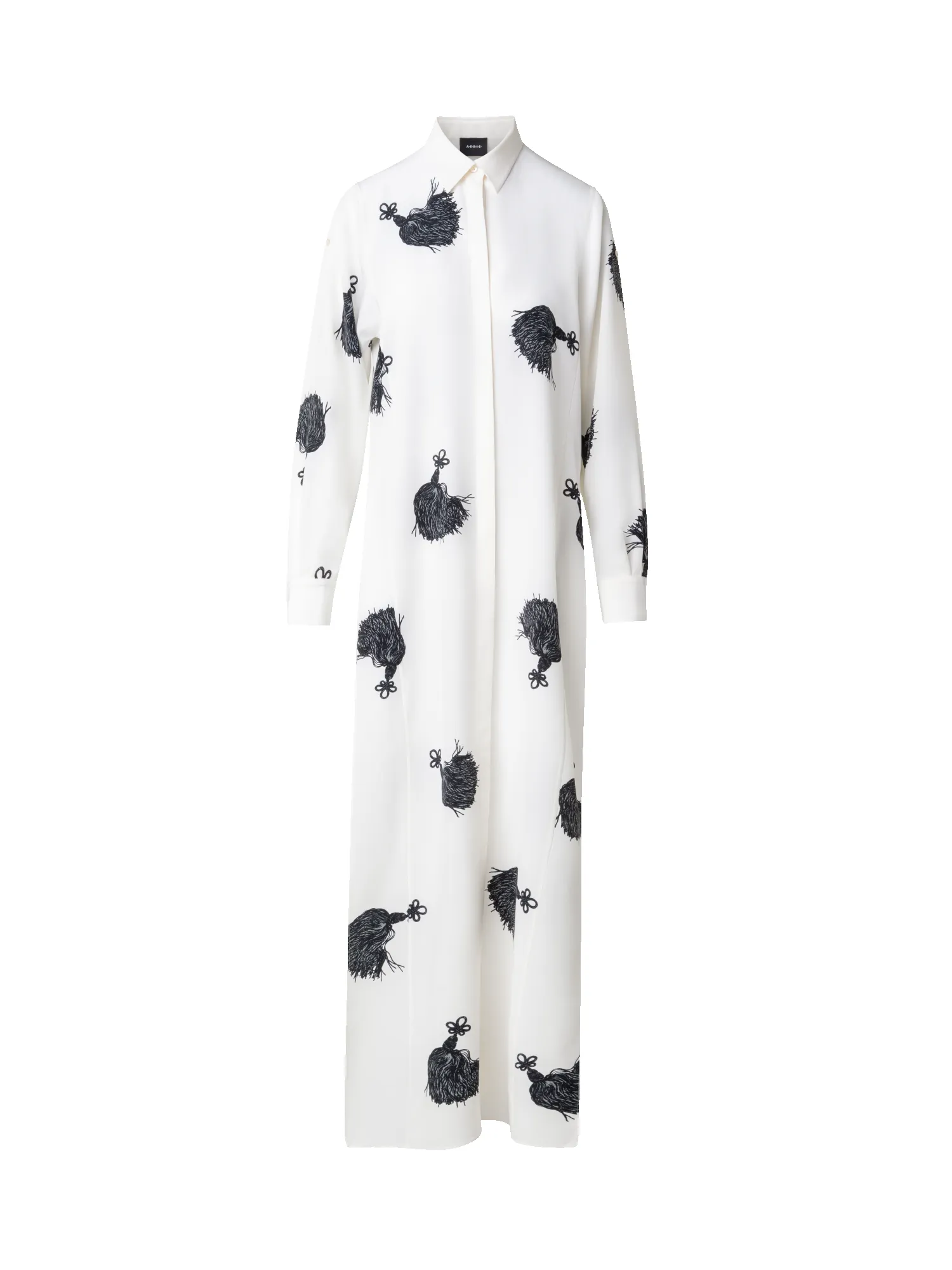 Long Silk Tunic Dress with Tassels Print sold by Akris product image thumbnail 2