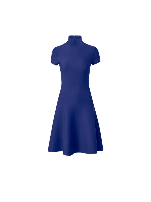 Merino Wool Knit Dress with Mock Neck Slit sold by Akris