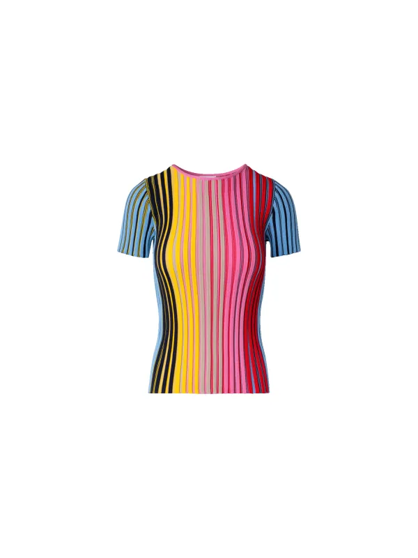 Merino Wool Top with Rainbow Rib made by Akris Punto