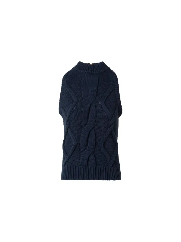 Sleeveless Top in Chunky Cotton Cable Knit made by Akris Punto