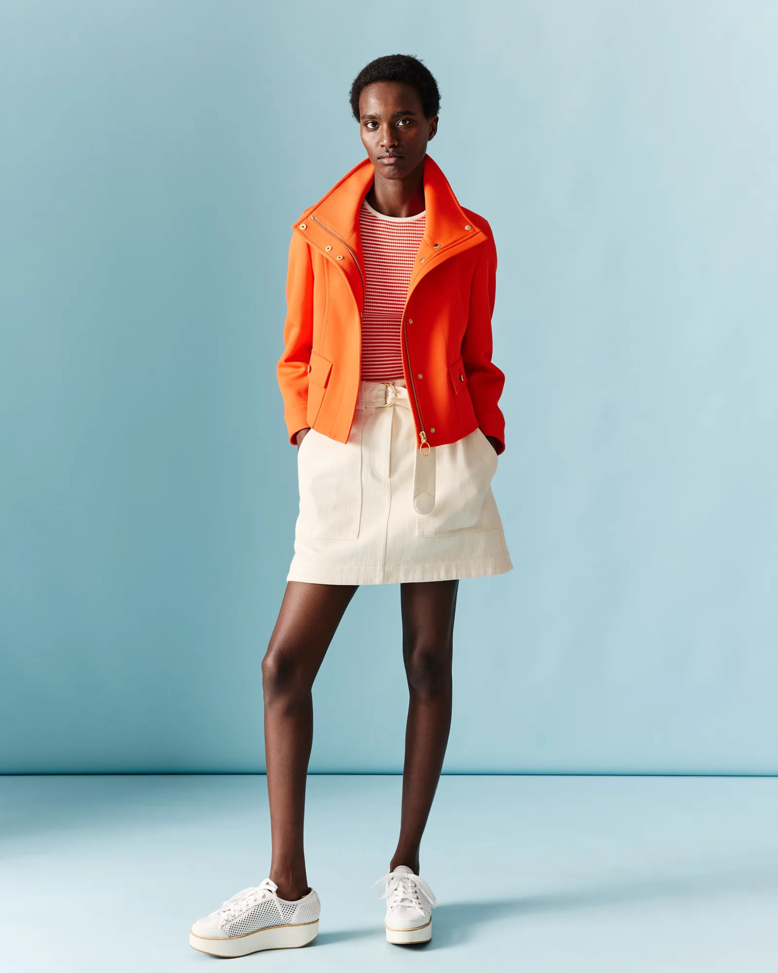 Short Sleeve Sweater in Striped Virgin Wool sold by Akris product image thumbnail 2