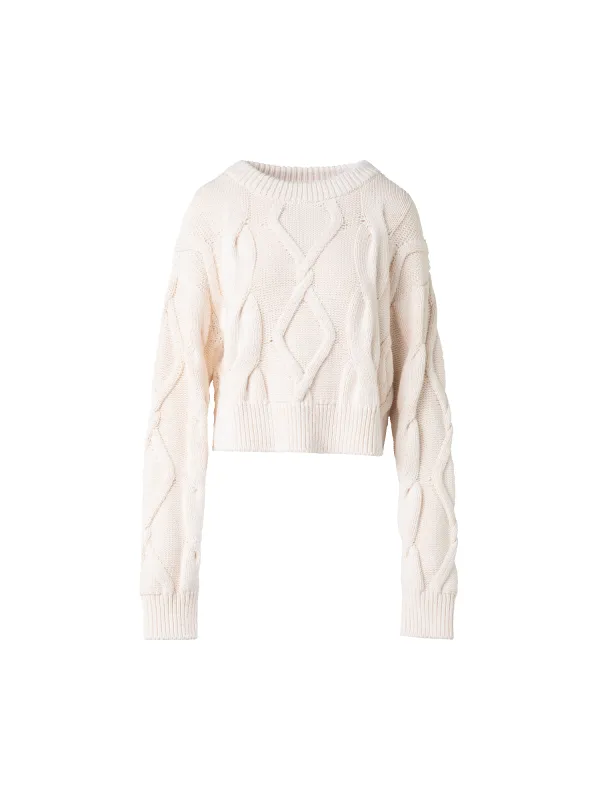 Crew Neck Sweater in Chunky Cable Cotton sold by Akris
