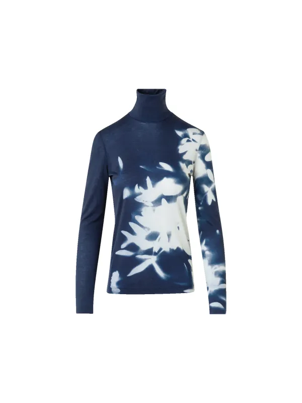 Cashmere Silk Mock Neck Wildflower Print Top sold by Akris