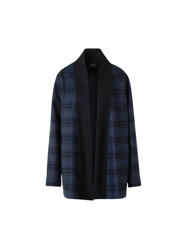 Oversized Wool Double-Face Plaid Shirt Jacket sold by Akris