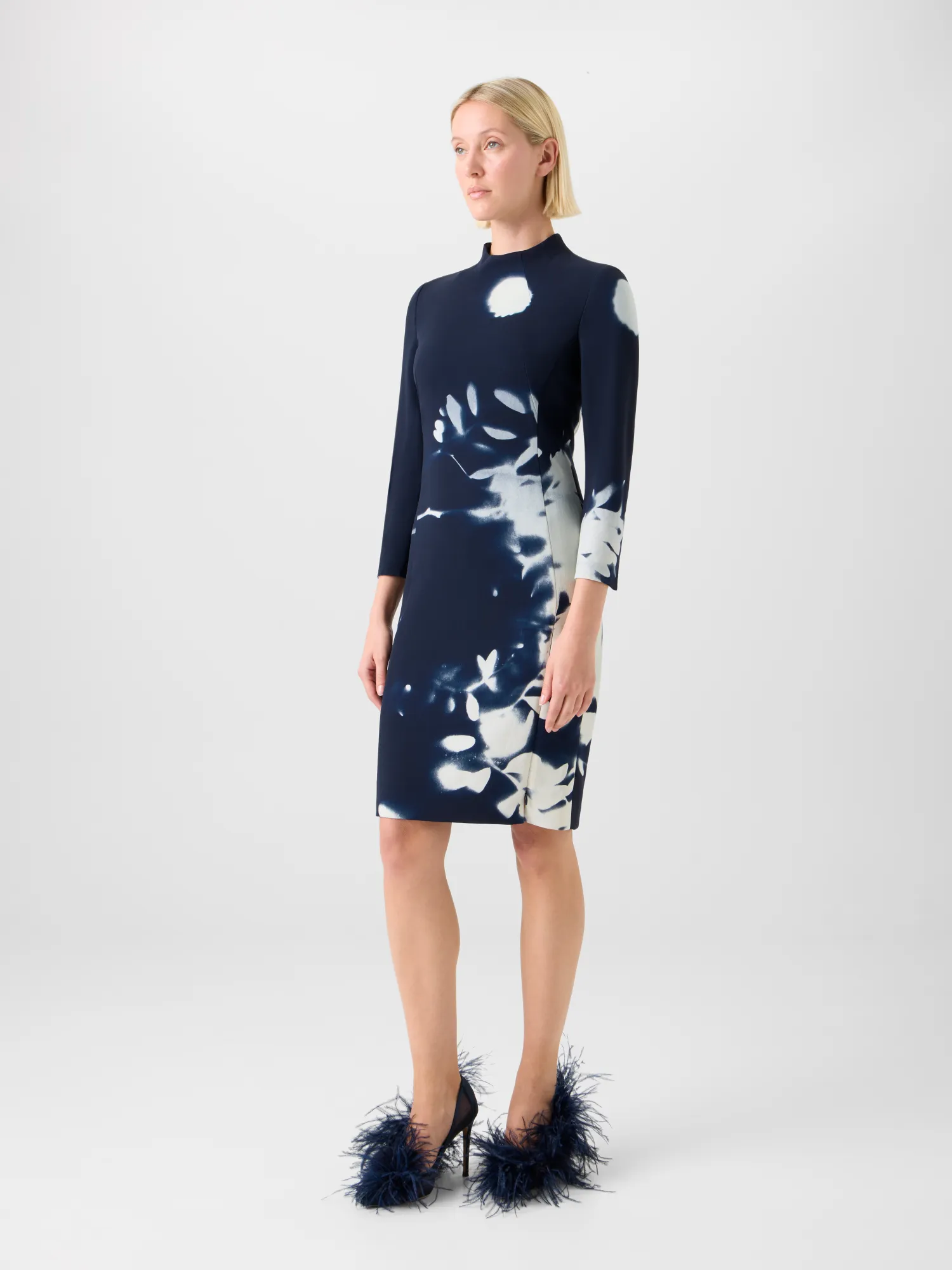 Short Wool Mock Neck Dress in Wildflower Print sold by Akris product image thumbnail 4