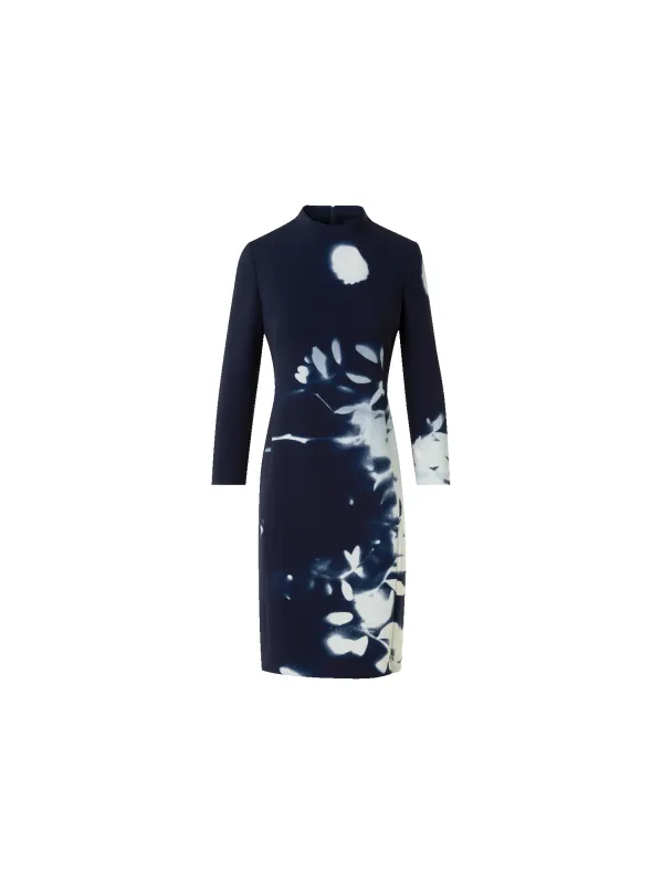 Short Wool Mock Neck Dress in Wildflower Print sold by Akris