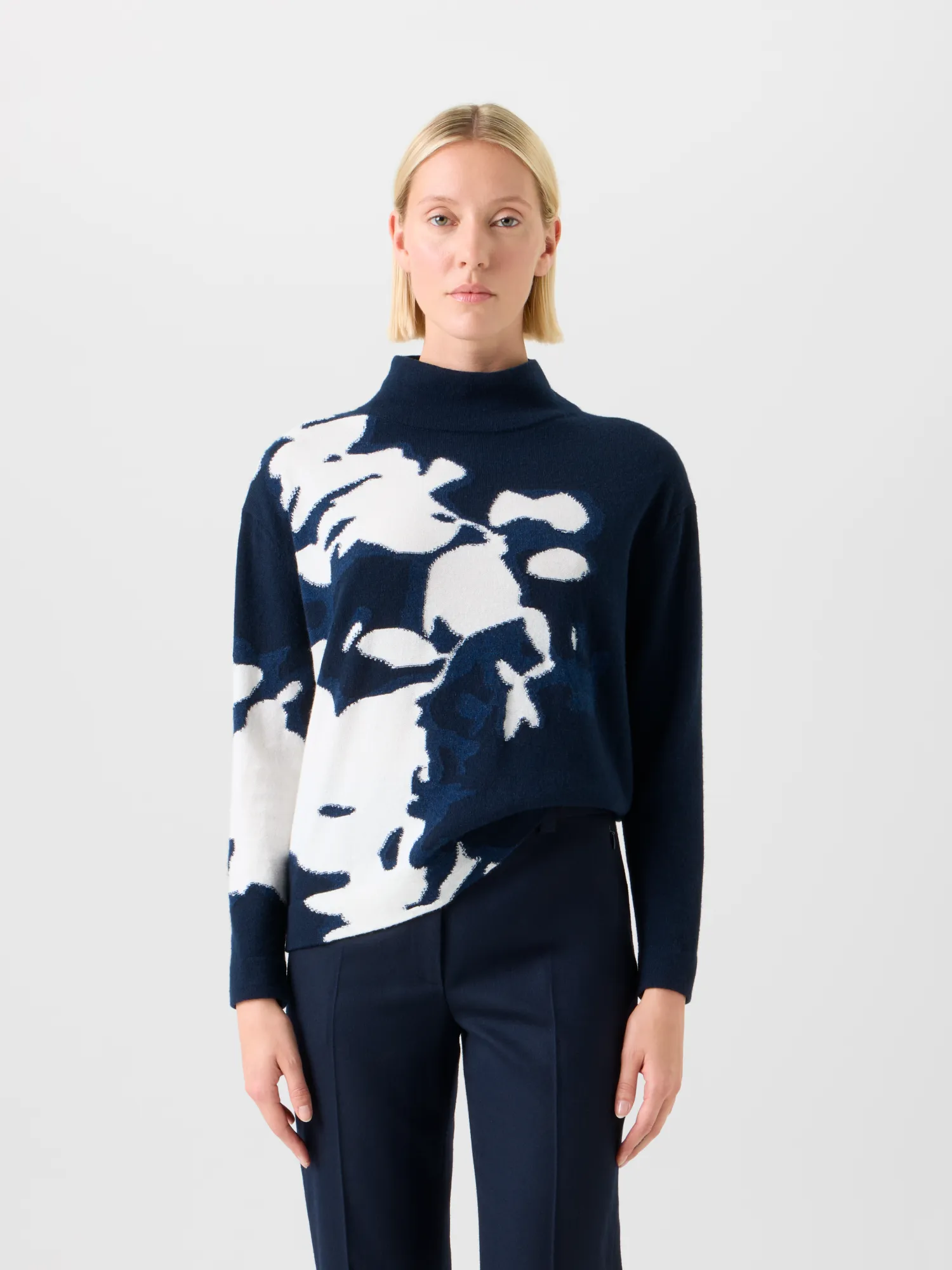 Cashmere Wildflower Intarsia Mock Neck Sweater sold by Akris product image thumbnail 4