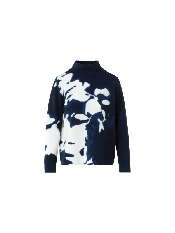 Cashmere Wildflower Intarsia Mock Neck Sweater made by Akris