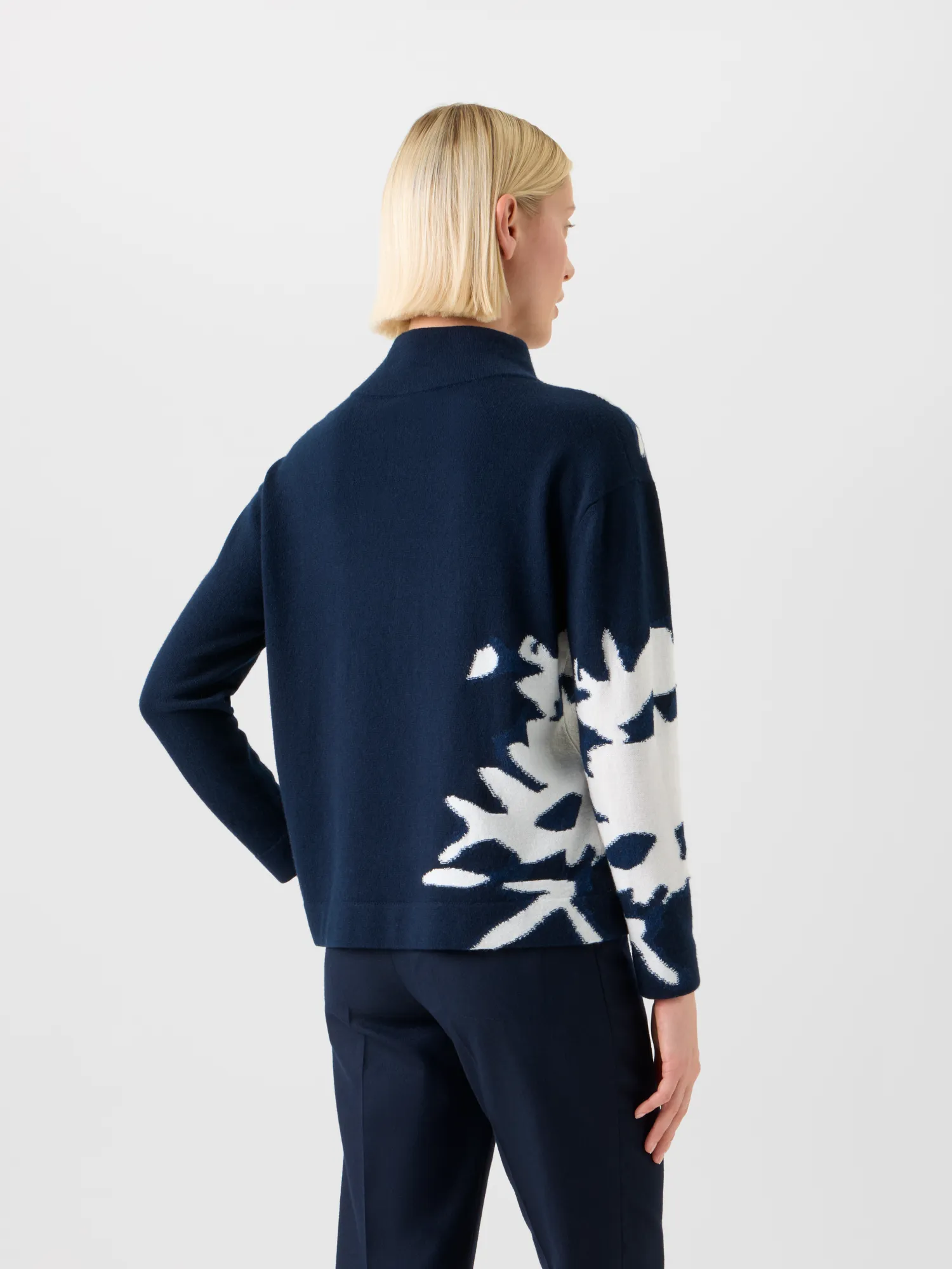 Cashmere Wildflower Intarsia Mock Neck Sweater sold by Akris product image thumbnail 5