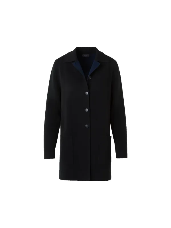 Short Bi-Color A-Line Cashmere Double-Face Coat made by Akris