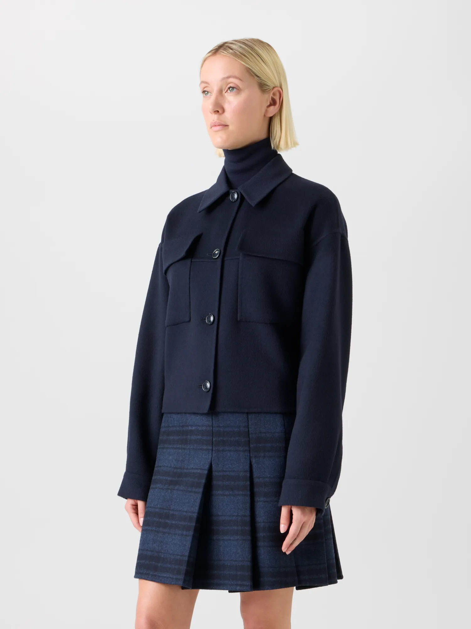 Short Boxy Cashmere Double-Face Shirt Jacket sold by Akris product image thumbnail 4