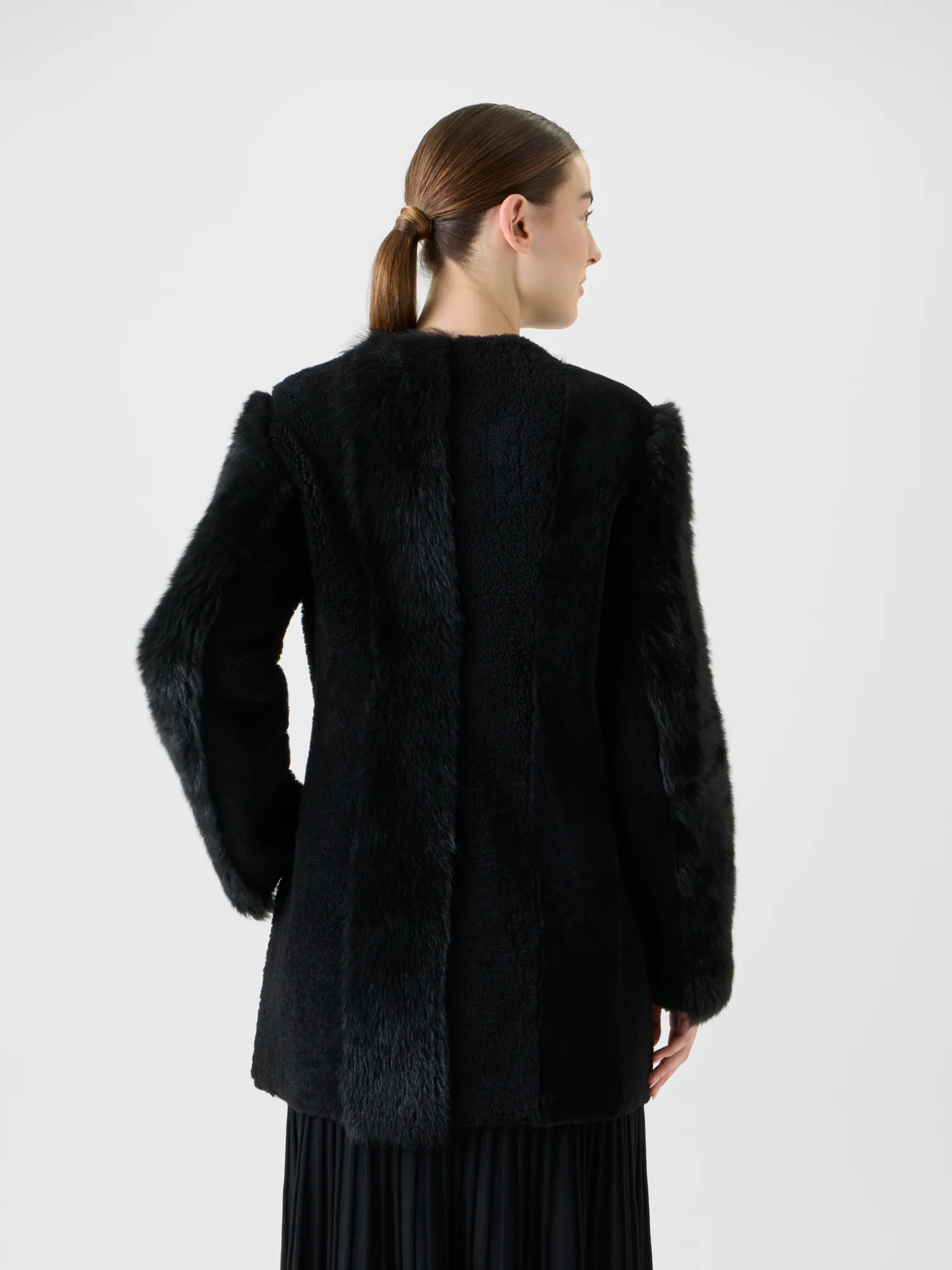 Straight Patchwork Shearling Short Coat sold by Akris product image thumbnail 5