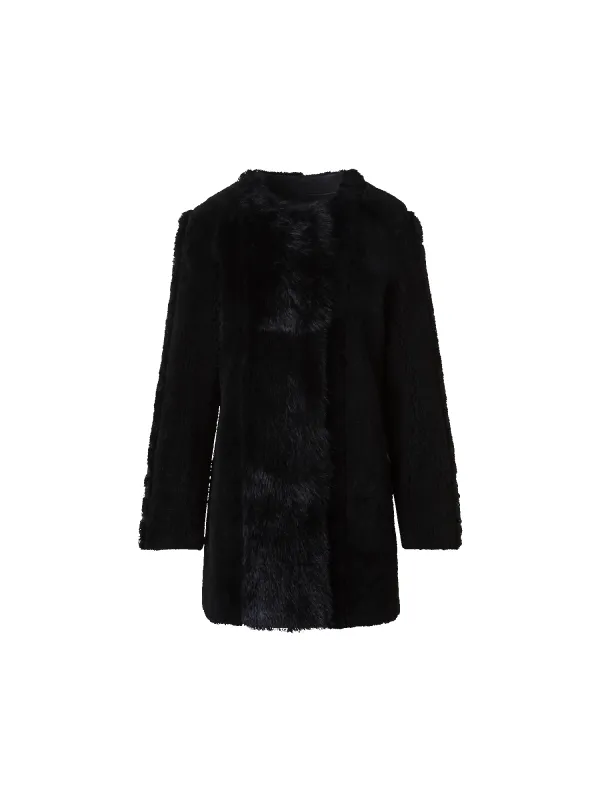 Straight Patchwork Shearling Short Coat made by Akris