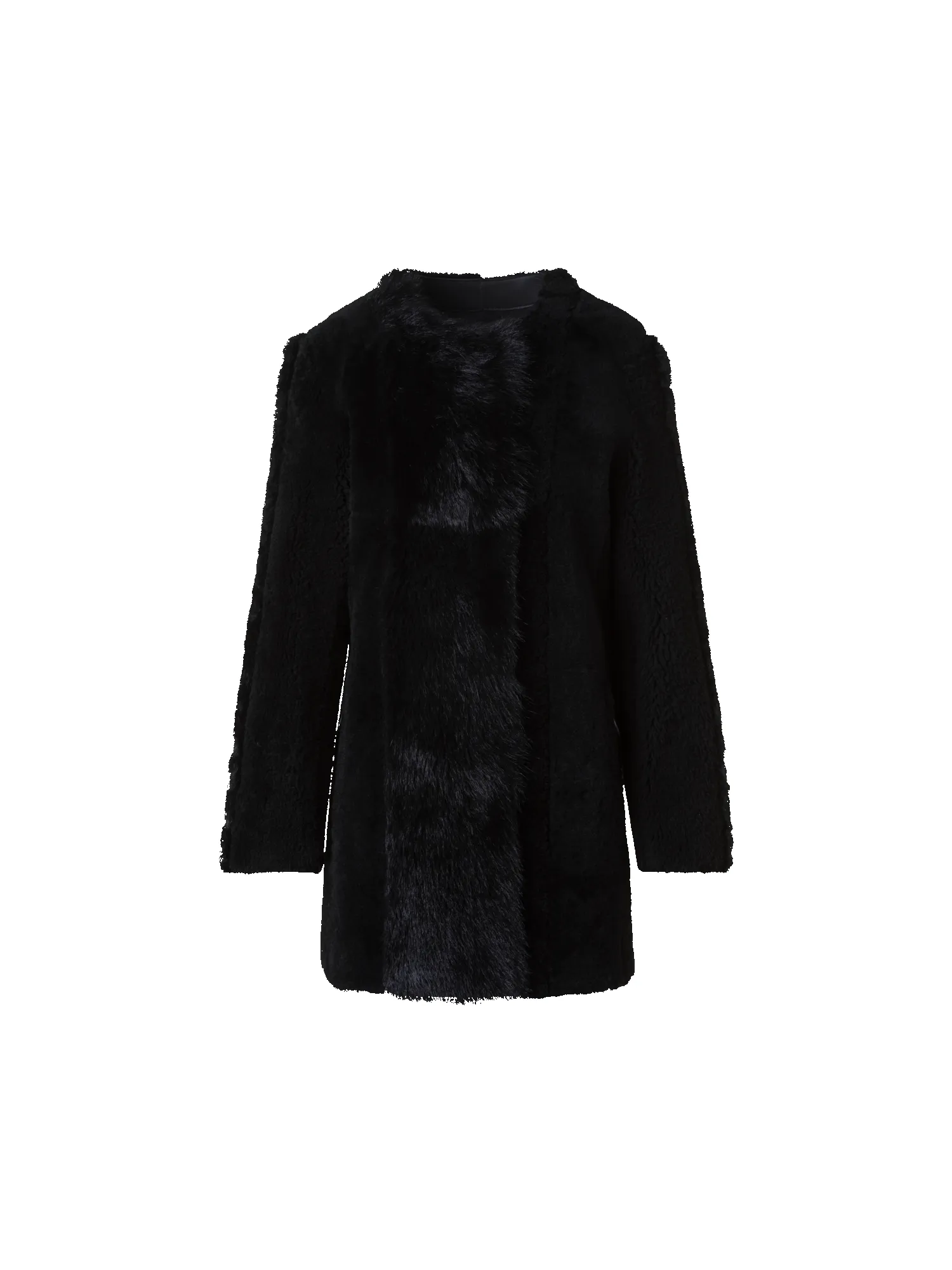 Straight Patchwork Shearling Short Coat sold by Akris