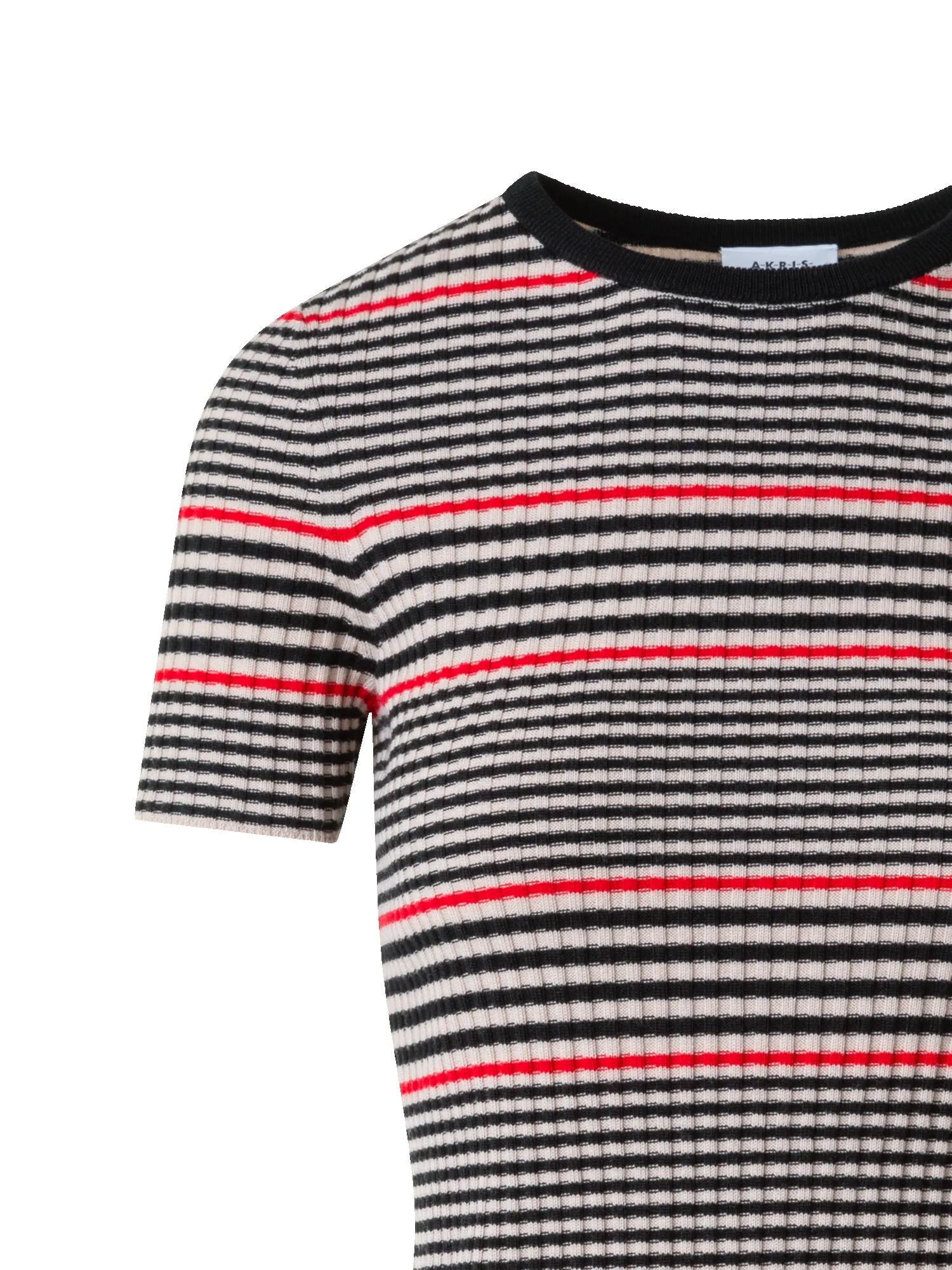 Fitted Short Sleeve Merino Rib Striped Sweater sold by Akris product image thumbnail 3