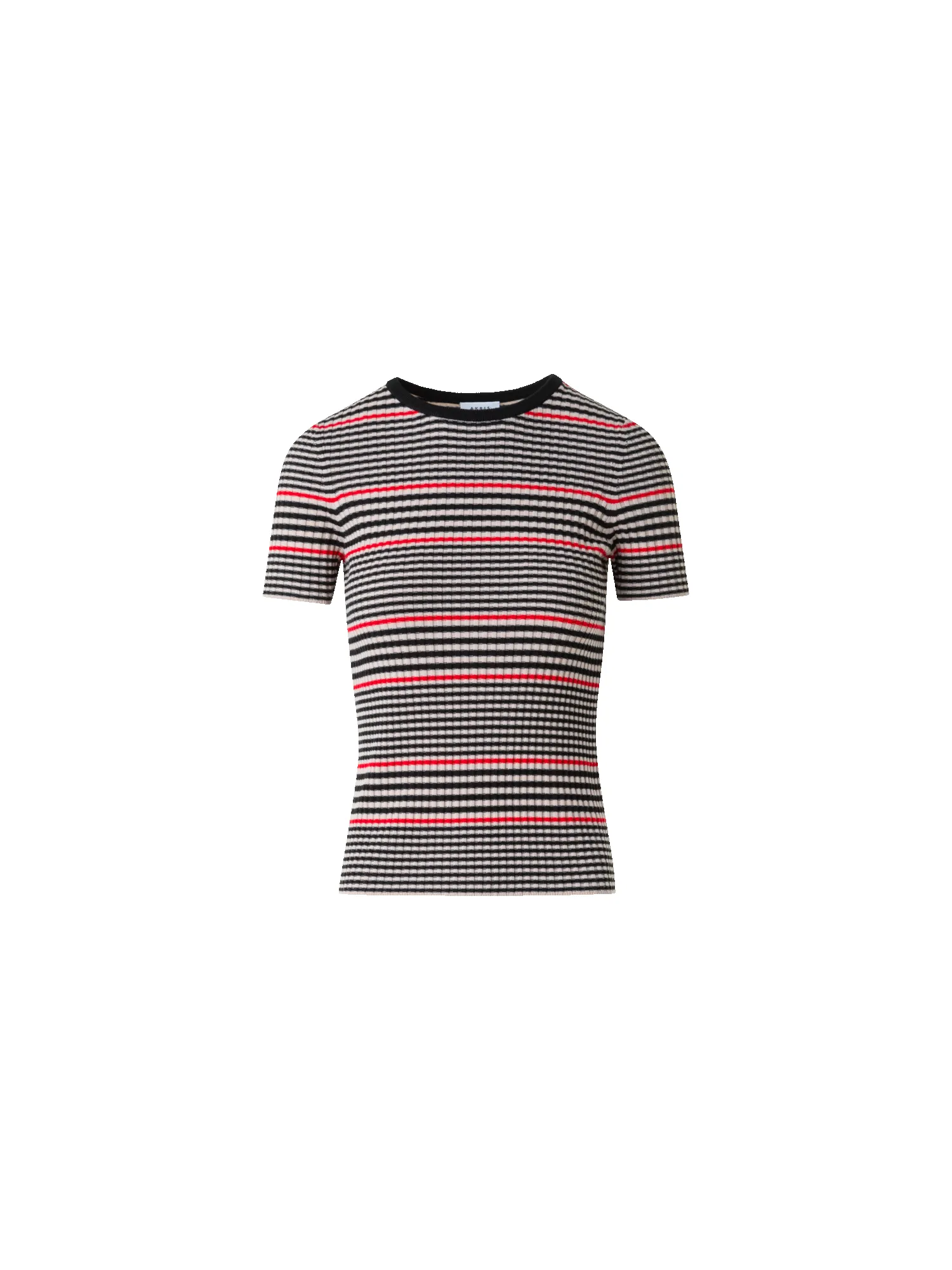 Fitted Short Sleeve Merino Rib Striped Sweater sold by Akris