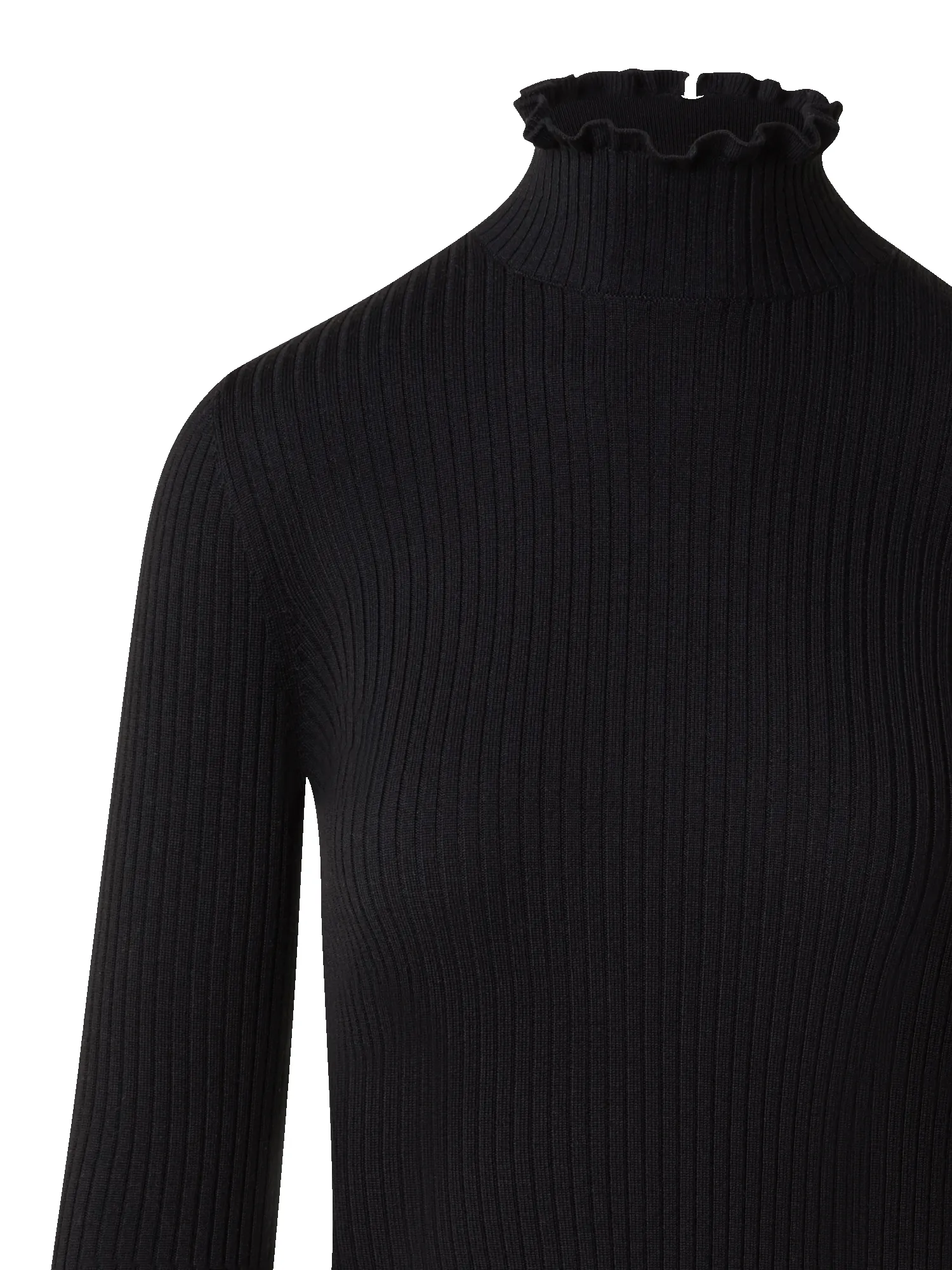 Merino Wool Knit Ruffle Mock Neck Sweater sold by Akris product image thumbnail 3