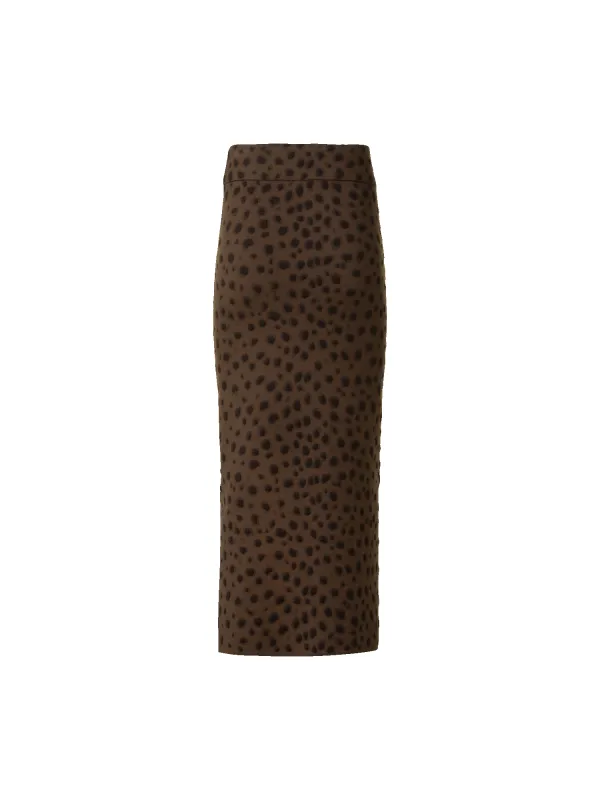 Merino Wool Knit Tube Skirt in Leopard Jacquard made by Akris Punto