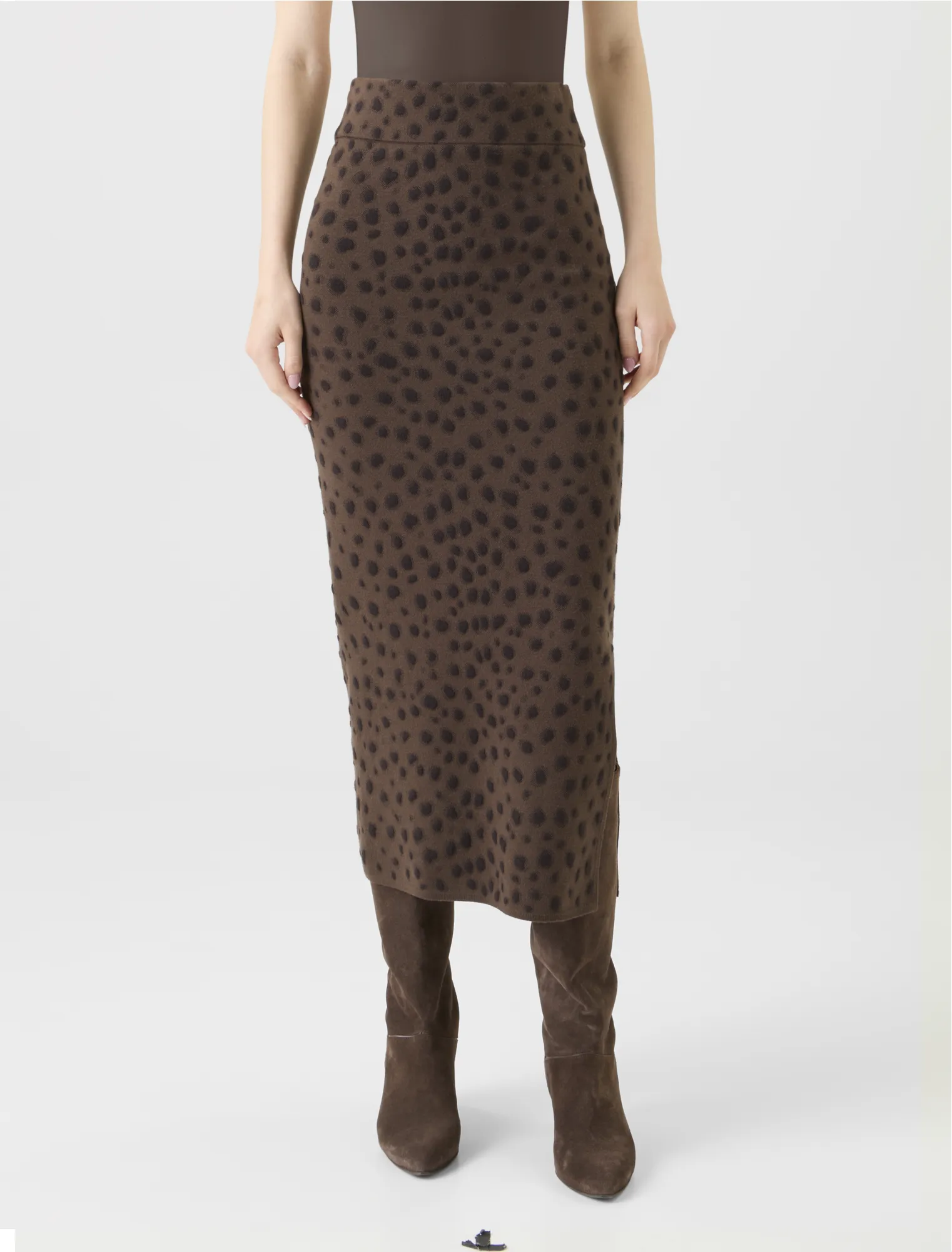 Merino Wool Knit Tube Skirt in Leopard Jacquard sold by Akris product image thumbnail 2