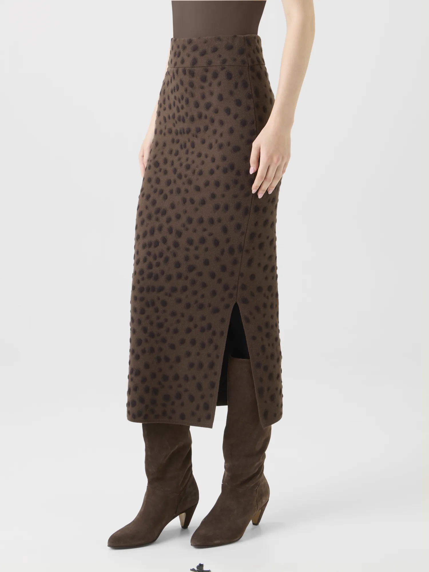 Merino Wool Knit Tube Skirt in Leopard Jacquard sold by Akris product image thumbnail 3