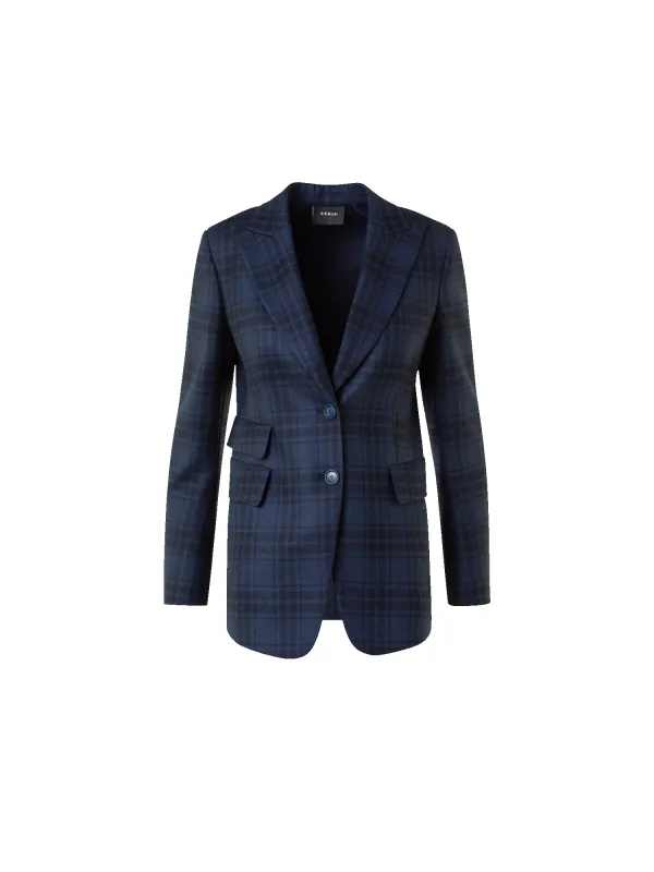 Long Double-Face Plaid Blazer Jacket made by Akris