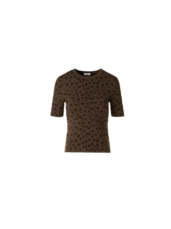Fitted Merino Wool Knit Top in Leopard Jacquard made by Akris Punto