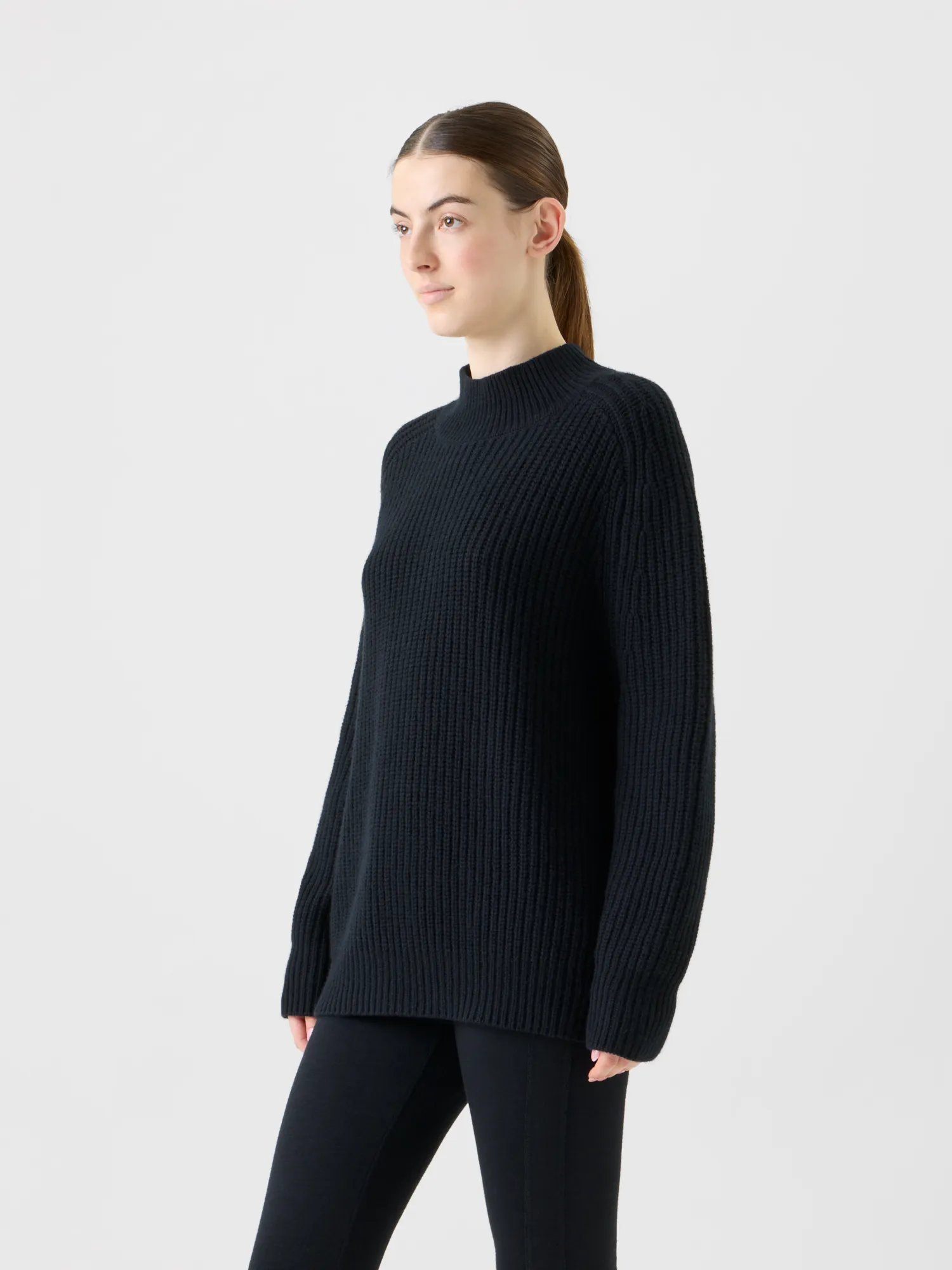 Oversized Wool Cashmere Mock Neck Knit Sweater sold by Akris product image thumbnail 3