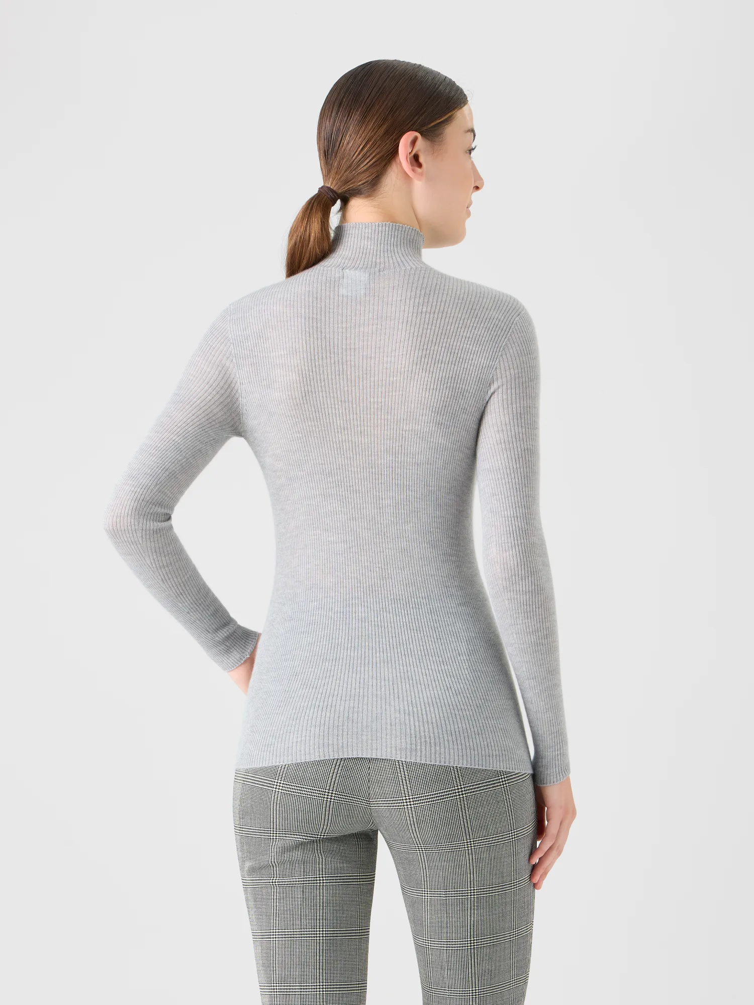 Fine Rib Cashmere Silk Mock Neck Pullover sold by Akris product image thumbnail 5