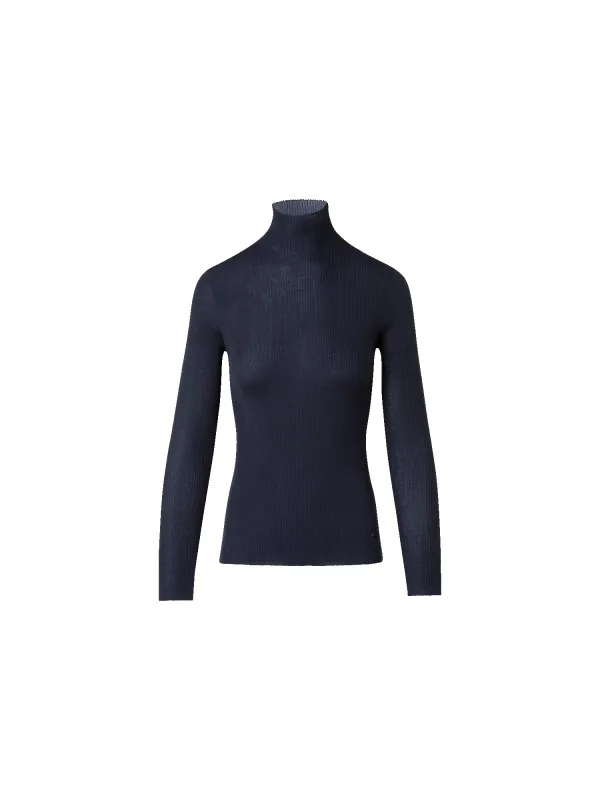 Fine Rib Cashmere Silk Mock Neck Pullover sold by Akris