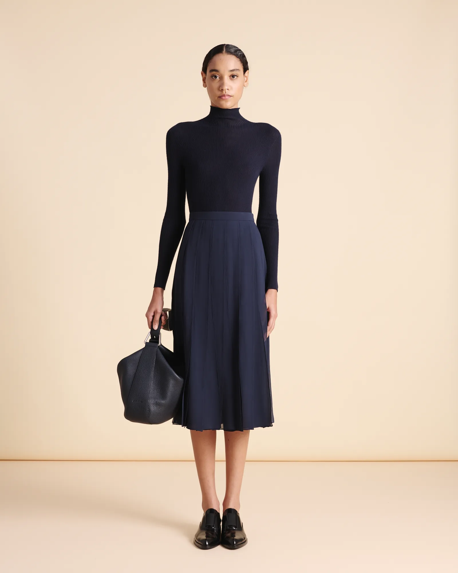 Fine Rib Cashmere Silk Mock Neck Pullover sold by Akris product image thumbnail 2