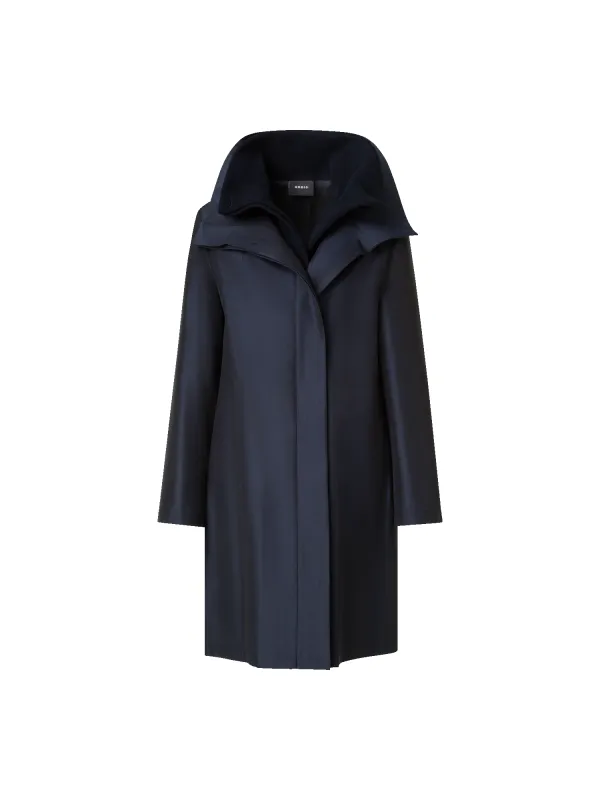 Layered Wool Coat with Removable Silk Layer sold by Akris