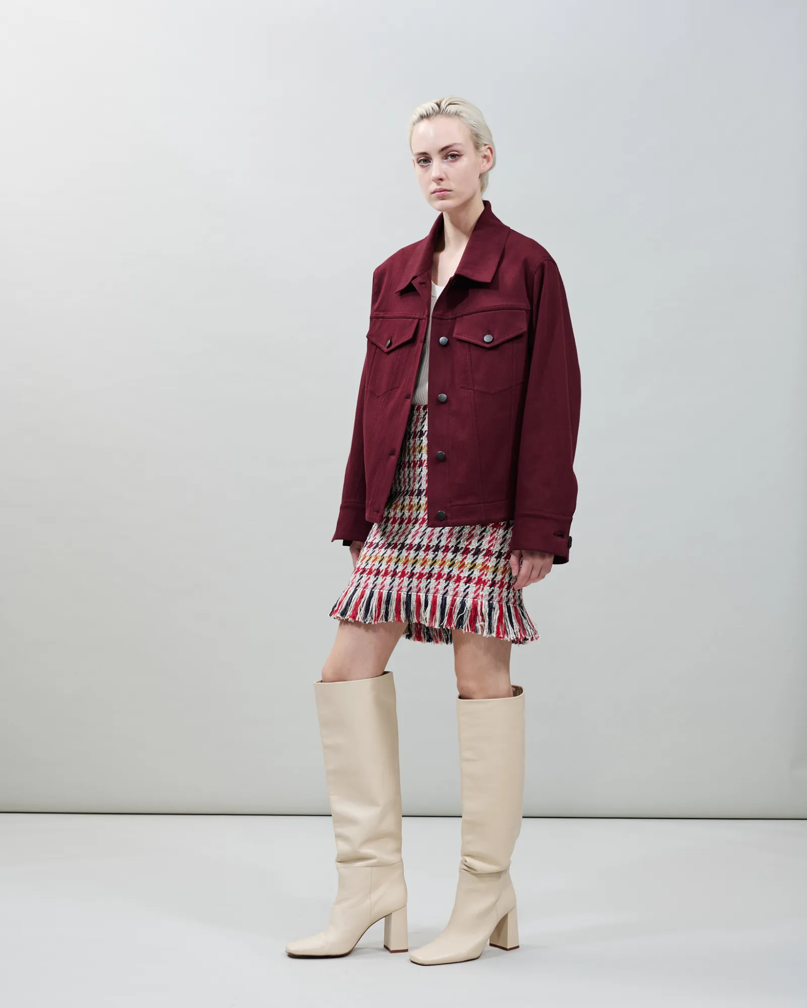 Mini Tweed Skirt in Checked Cotton-Blend sold by Akris product image thumbnail 2