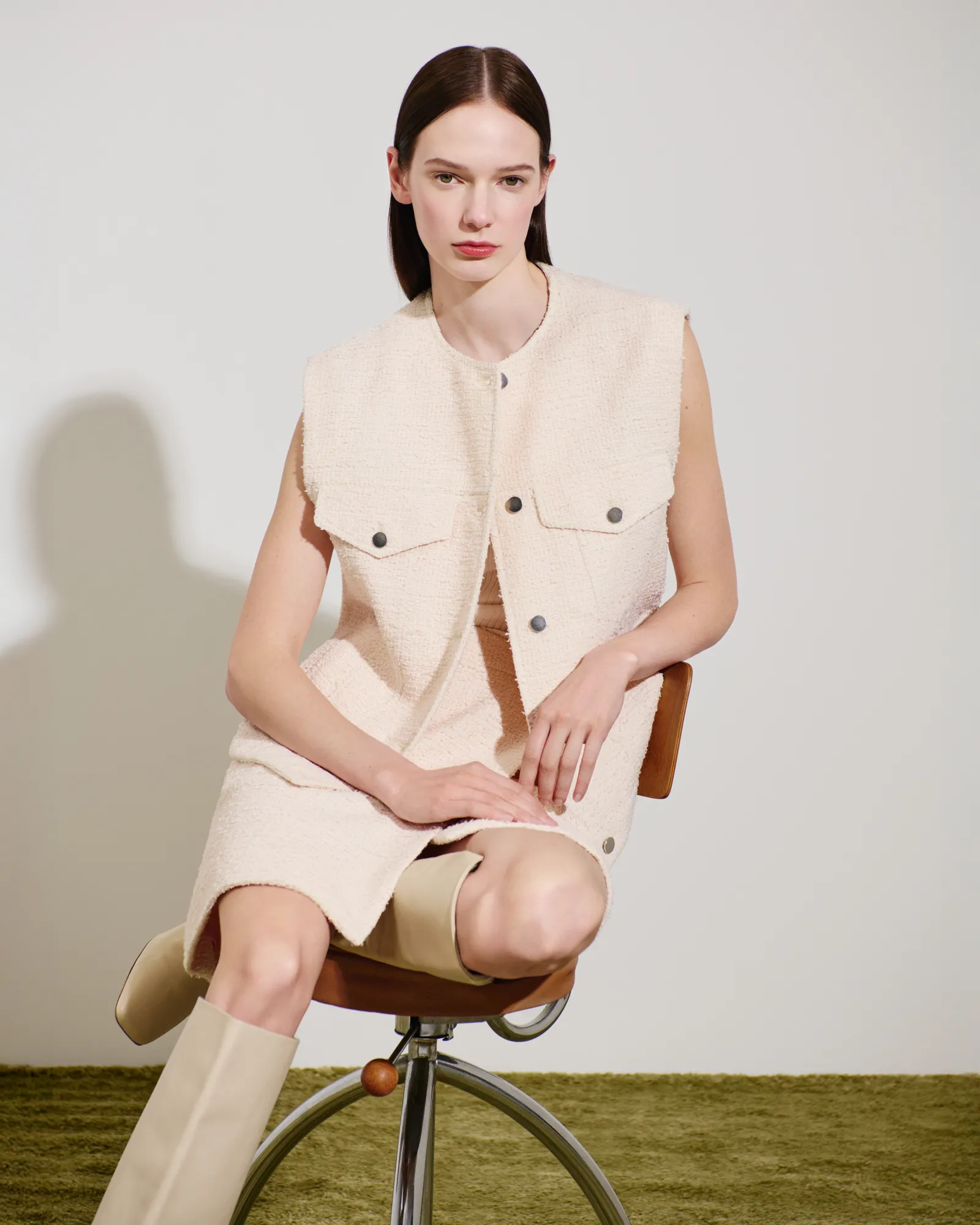 Oversized Cotton Tweed Gilet sold by Akris product image thumbnail 2