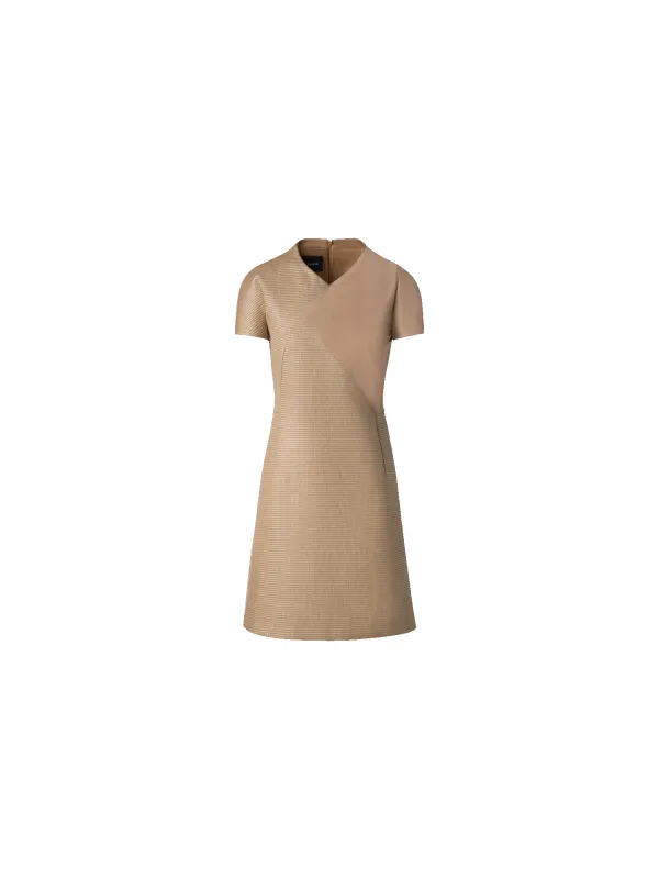 Soft Cotton Raffia and Suede Leather Dress sold by Akris
