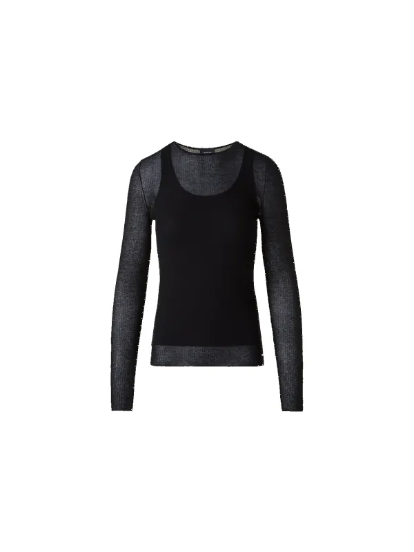 Double Layered Knit Sweater in Sheer Cotton made by Akris