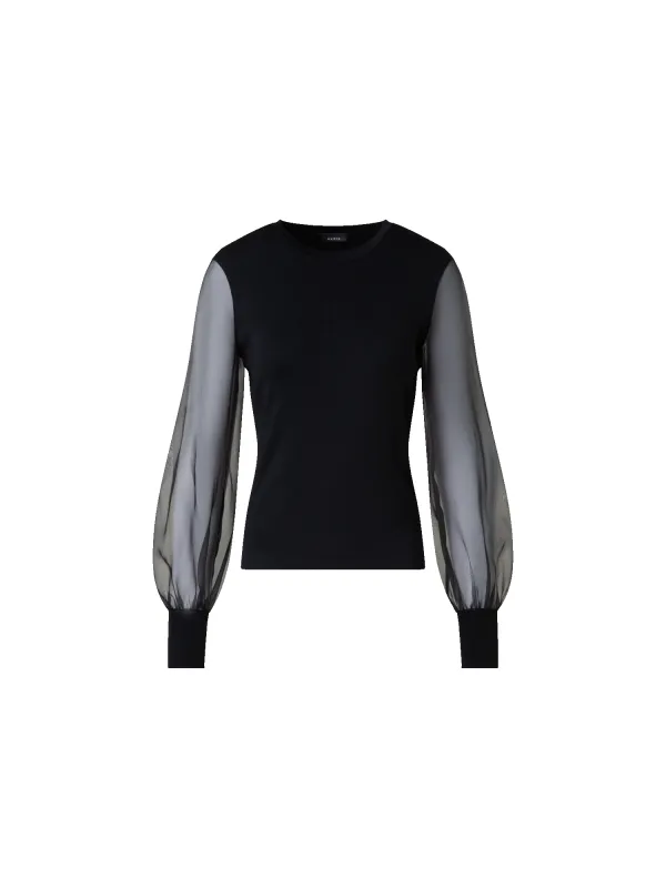 Silk Sweater with Sheer Organza Sleeves sold by Akris