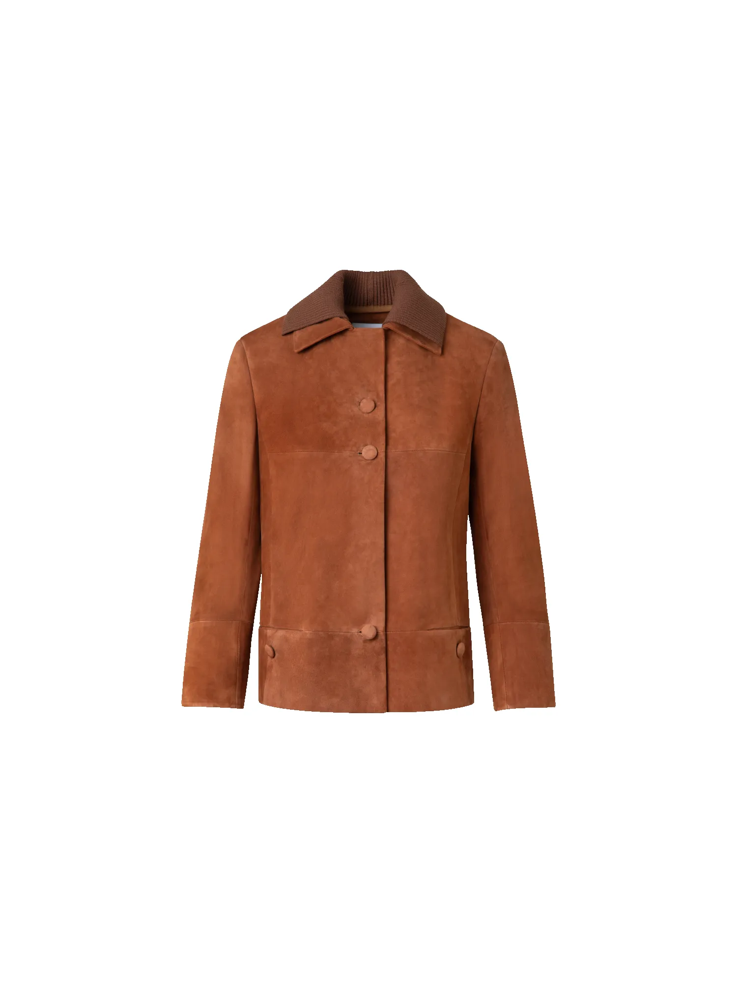 Cropped Leather Jacket with Knit Collar sold by Akris