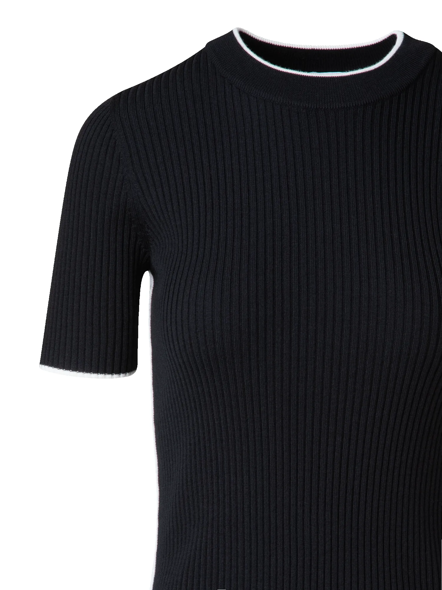 Short Sleeve Virgin Wool Sweater with Piping sold by Akris product image thumbnail 4