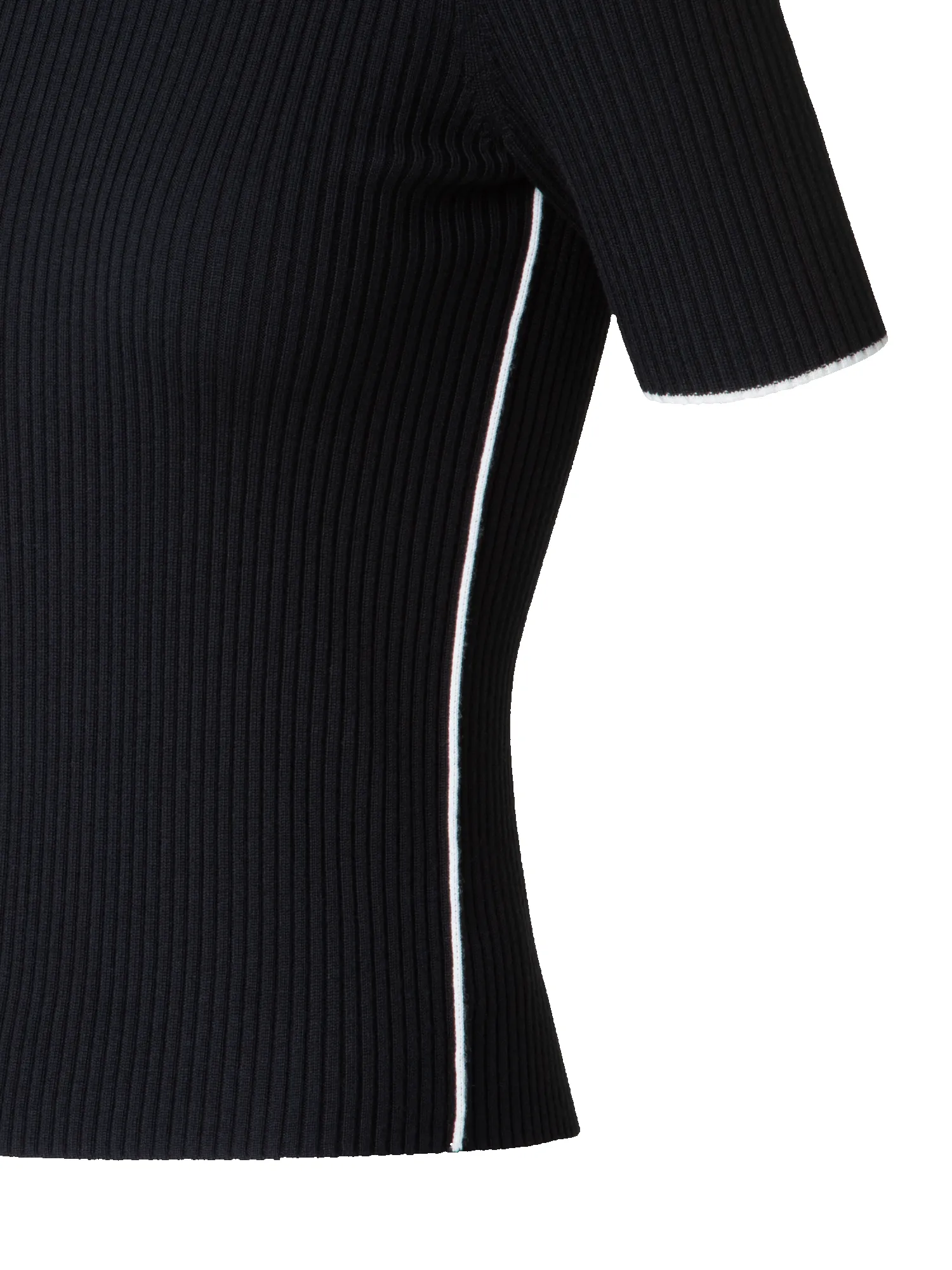 Short Sleeve Virgin Wool Sweater with Piping sold by Akris product image thumbnail 2