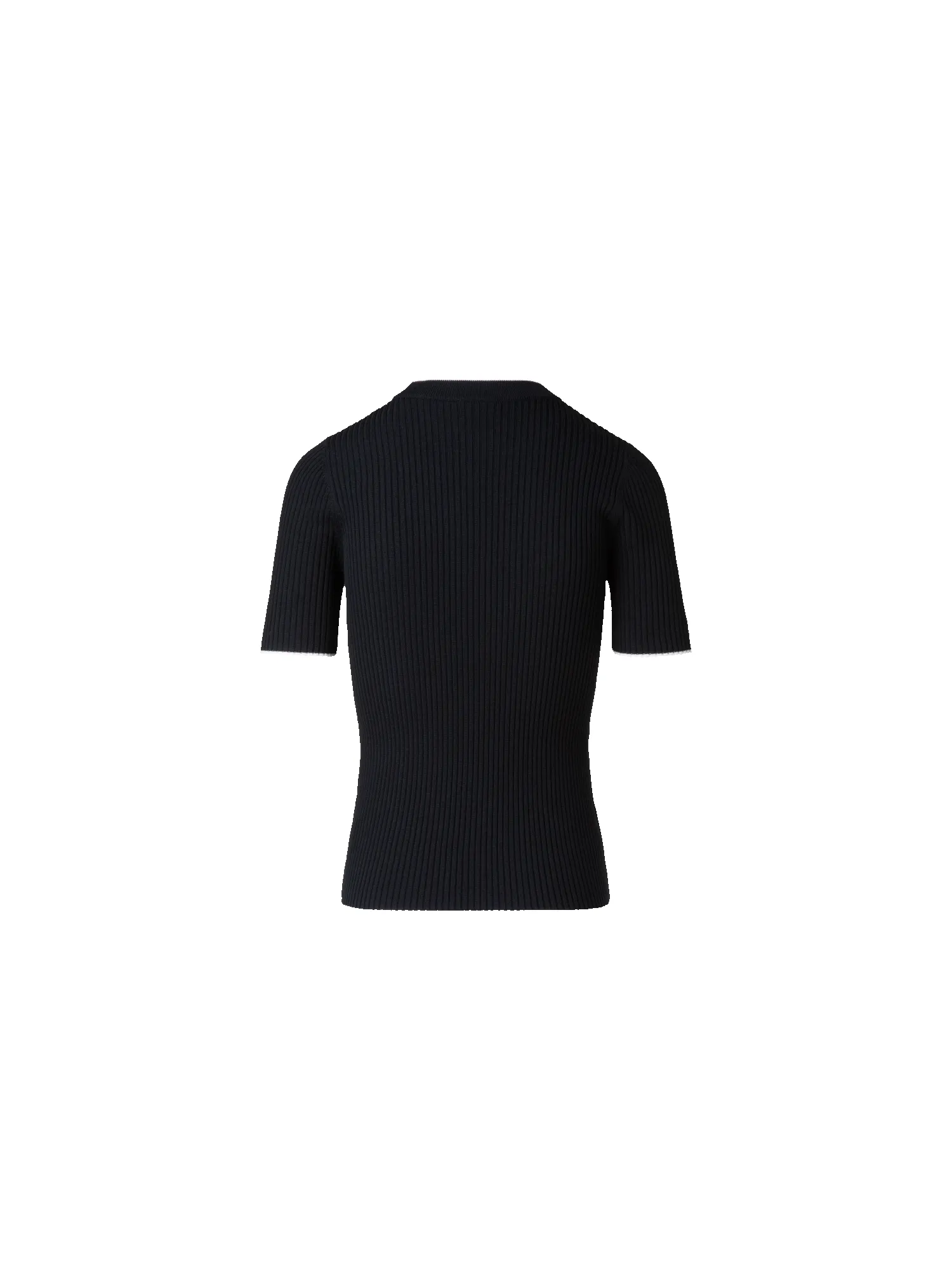 Short Sleeve Virgin Wool Sweater with Piping sold by Akris product image thumbnail 3