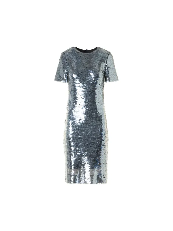Lucid Sequin Embroidered Tulle Sheath Dress sold by Akris