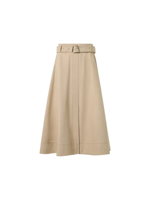 Flared A-Line Midi Skirt in Cotton Denim sold by Akris
