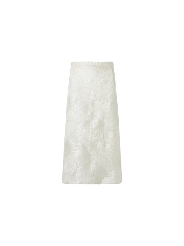 Techno Lacquered Sea Fan Lace A-Line Skirt sold by Akris