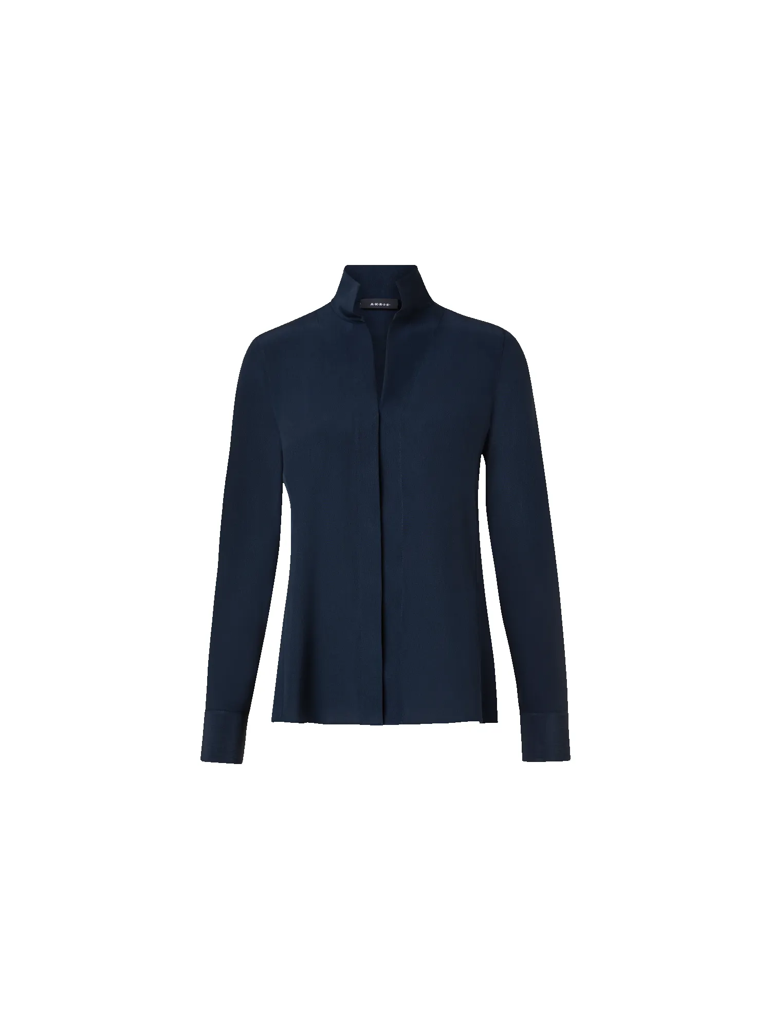 Long Sleeve Silk Blouse with Stand-up Collar sold by Akris